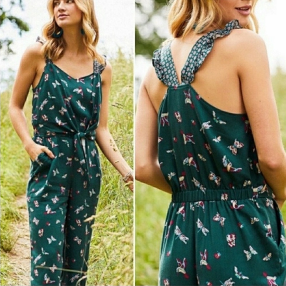 Matilda Jane Green Butterfly Print Halter Jumpsuit